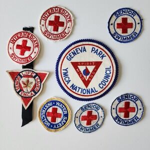 Vintage‎ YMCA Patch Lot 1955 - 60 Swimmer Life Saving Iron On Embroidery Canada